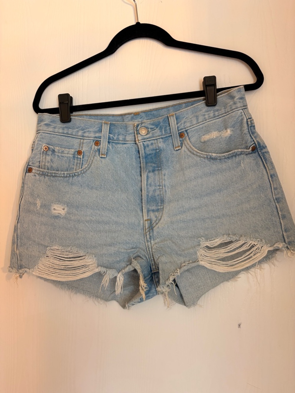 Levi’s Blue Distressed Denim Shorts